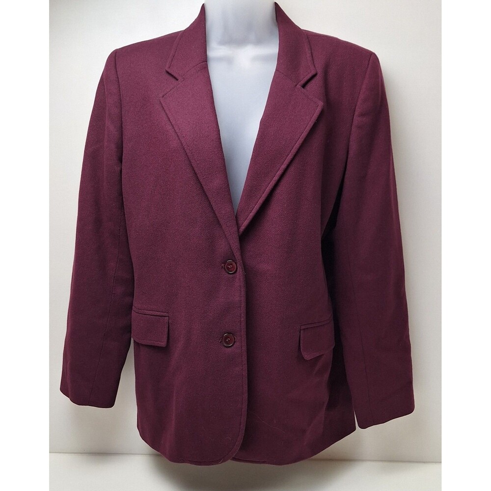Chadwick's Classics Burgundy Maroon 100% Wool Blazer Women's Size 10
